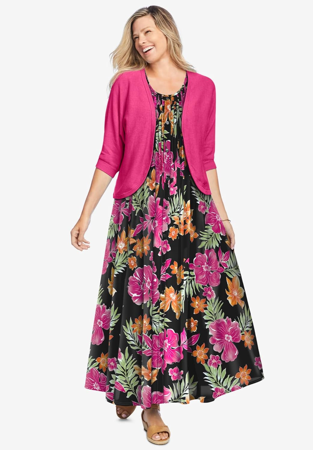 plus Size Pintucked Sleeveless Dress
