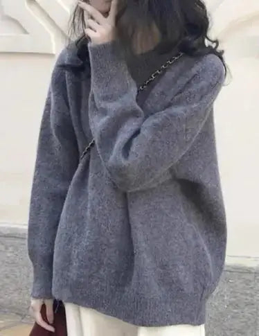 Women’s Retro Loose Knit Sweater – Vintage Cozy Style