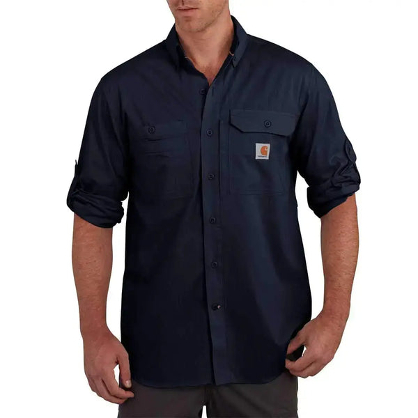 Carhartt Mens Force Ridgefield Long Sleeve Shirt (Regular and Big & Tall Sizes) Navy Medium JTLFABFASHION