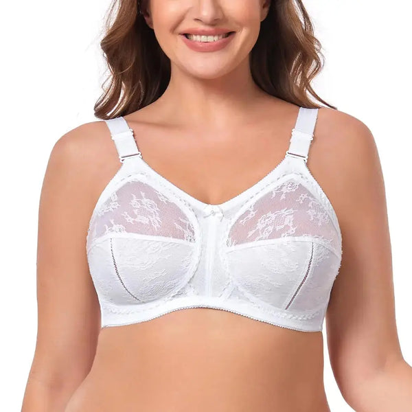 TELIMUSSTO Women’s Plus Size Wirefree Full Coverage Minimizer Bra 44I White
