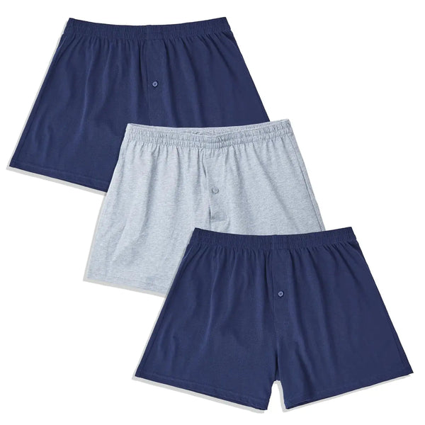 CINVIK Men’s Stretch Cotton Pajama Shorts – Loose Fit Blue Boxers