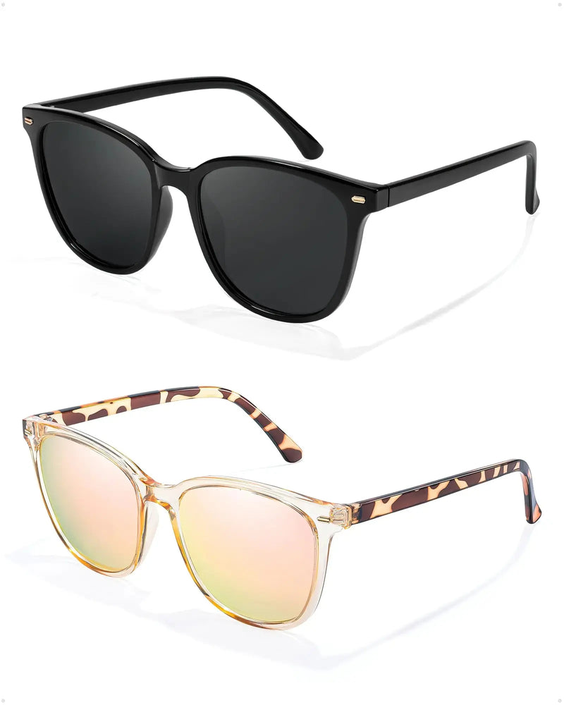 FIMILU 2 Packs Sunglasses for Women Polarized UV400 Protection Lens Big Frame Fashion Glasses Trendy Stylish Shade JTLFABFASHION