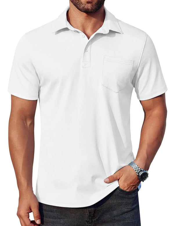 COOFANDY Mens Polo Shirts Golf Shirt Big and Tall T Shirts Pullover Shirt for Men White JTLFABFASHION