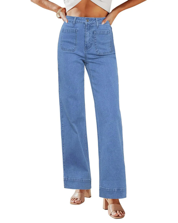 GRAPENT Womens Jeans Womens Outfits Dressy Casual High Rise Jeans 90S Jeans Woman High Waist Wide Leg Jeans for Women Wide Legged Jeans for Women Color Medium Blue XX-Large Size 20 to 22 JTLFABFASHION