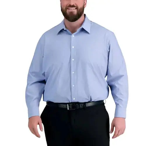 Haggar Mens Smart Wash Classic Fit Comfort Stretch Dress Shirt-Big or Tall Sizes Blue Stripe JTLFABFASHION