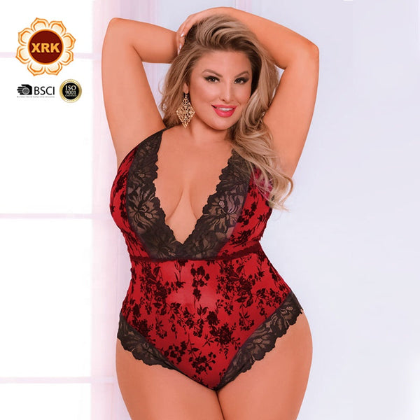Luxury High Quality Embroidered Lace Sexy Lingerie Plus Size Women Pajamas JTLFABFASHION