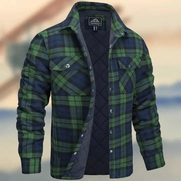Long Sleeve Thick Checks Men’s Jacket – Warm Casual Outerwear