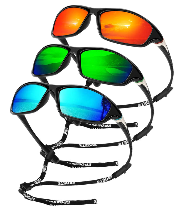 OUKEMAX Polarized Sunglasses-Men Sports Sunglasses: Mens Sunglasses Polarized Running Sun Glasses Driving Fishing 3 Packs JTLFABFASHION