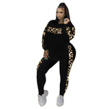 Plus Size L-4XL Fall Leopard Two-Piece Outfit Set JTLFABFASHION