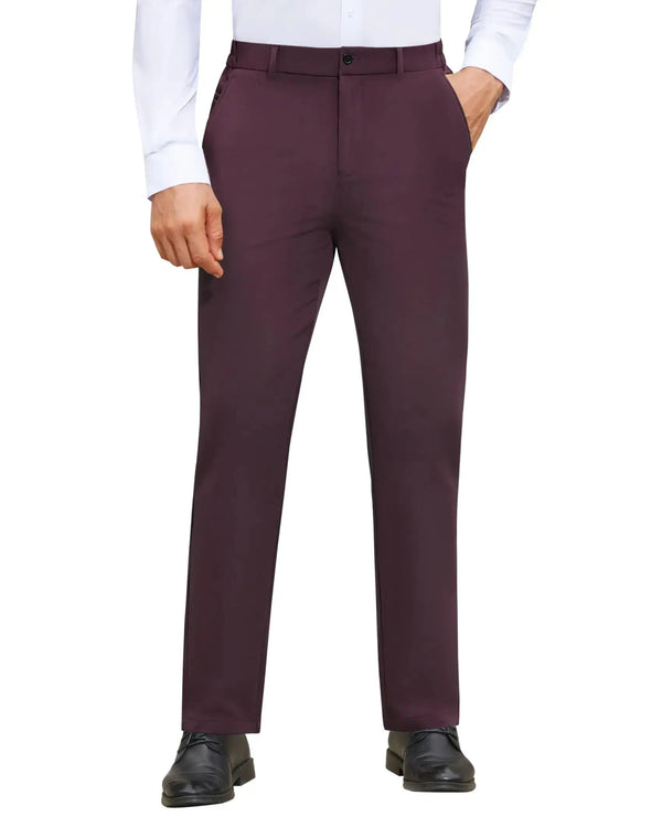 Lion Nardo Mens Stretch Dress Pants Wrinkle Free Mens Slim Fit Dress Pants Expandable Waist Suit Pants Golf Pants Men Coffee JTLFABFASHION