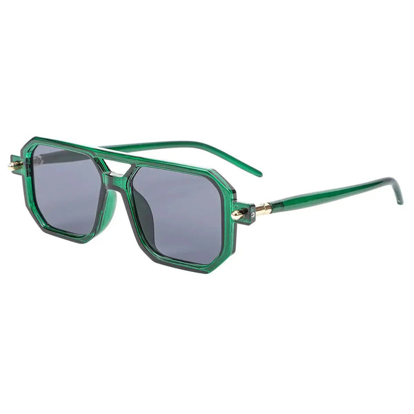 NIDOVIX Vintage Square 70s Aviator Sunglasses for Women Men Retro Classic Flat Aviator Frame Sun Glasses UV Protection (Green/Grey) JTLFABFASHION