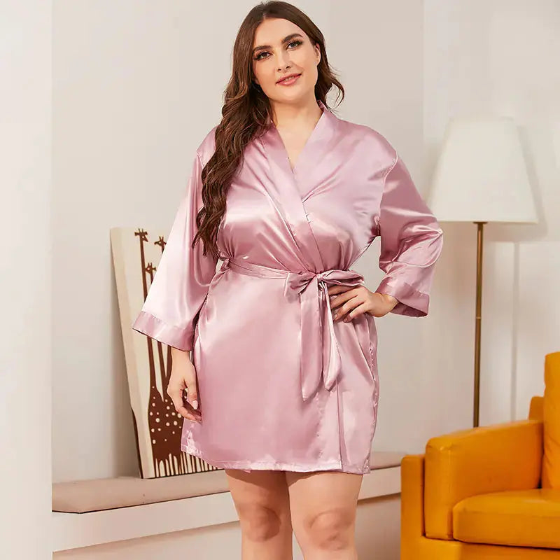 Plus Size Silk Robe for Women - Summer Loungewear JTLFABFASHION
