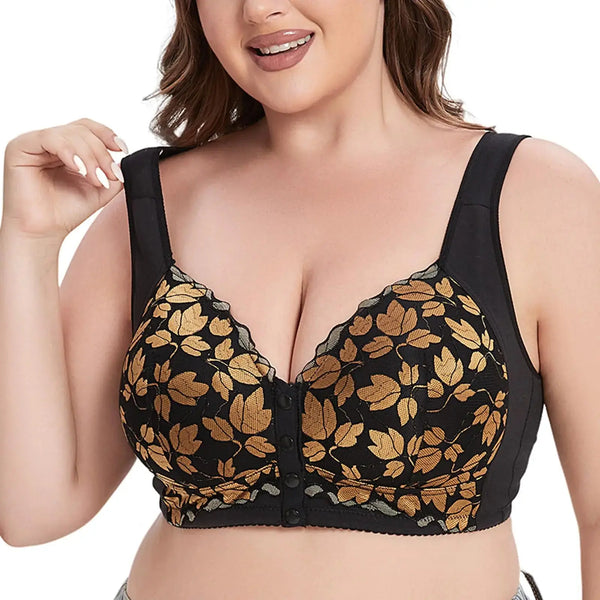 FHTECO Bra for Big Busted Women Plus Size Bra Underwire Bras for Women Lace T-Shirt Bras Front Close Bras for Women (42DBlack) JTLFABFASHION
