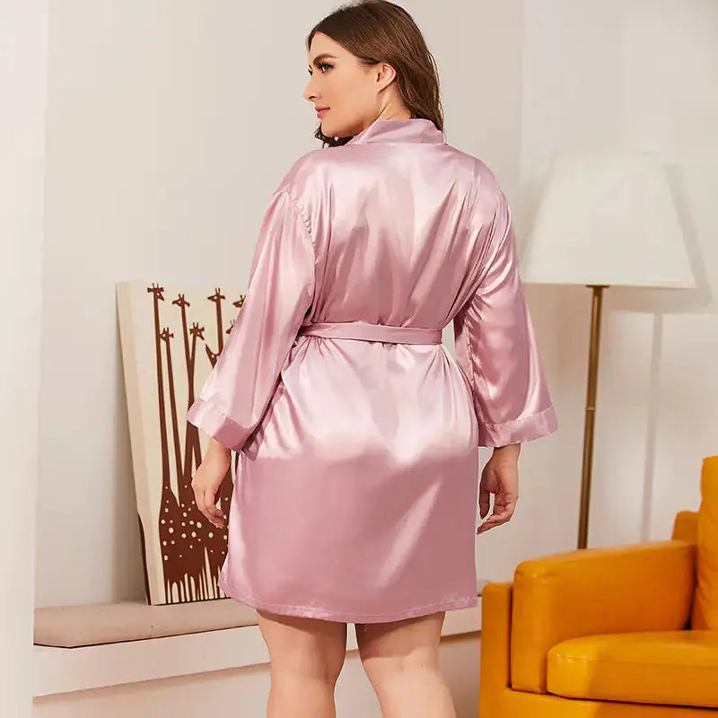 Plus Size Silk Robe for Women - Summer Loungewear JTLFABFASHION