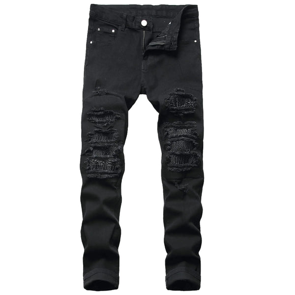 QIMYUM Mens Slim Fit Stretch Jeans Distressed Straight Leg Denim Pants Fashion Biker Jeans Ripped Skinny Jeans for Men JTLFABFASHION