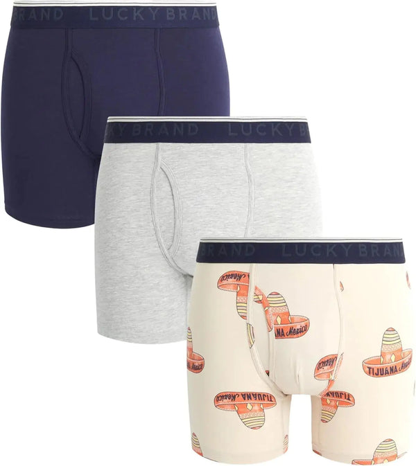 Lucky Brand Men’s Boxer Briefs 3-Pack – Compression Quick Dry Moisture-Wicking Underwear
