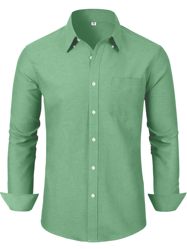 GIANZEN Mens Dark Green Shirt Shirts Long Sleeve for Men Oxford Dress Button Up Big and Tall Collared Mens Casual Down Dark Green Size M JTLFABFASHION
