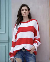 Women's sweater women's striped colorblock sweater JTLFABFASHION