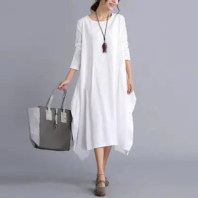 Cotton-Linen Plus Size Dress for Women JTLFABFASHION