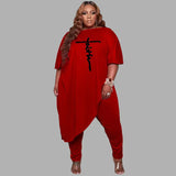 Elegant Plus Size 4XL 5XL Embroidered Two Piece Set JTLFABFASHION