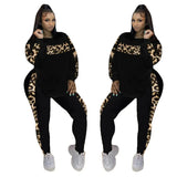 Plus Size L-4XL Fall Leopard Two-Piece Outfit Set JTLFABFASHION
