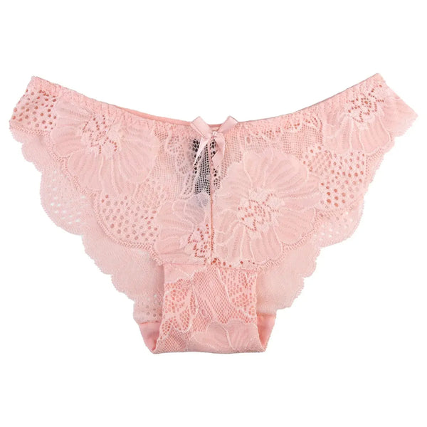 KELITCH Lace Underwear for Women Seamless Sexy Cheeky Floral Womens Hipster Panties No Show Breathable Peach XL JTLFABFASHION